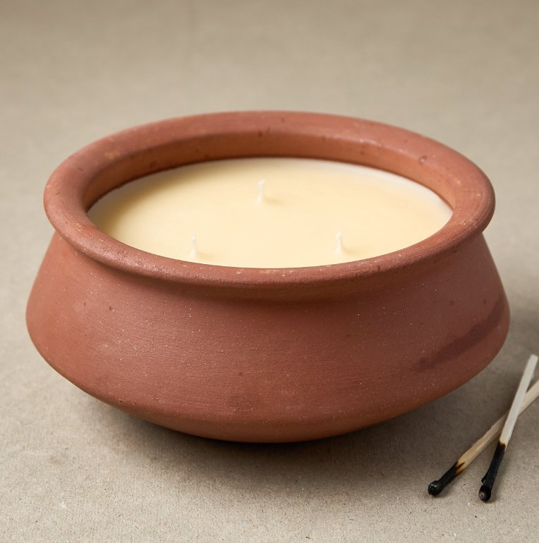 Baji | Original Scent – Large 3 Wick Terracotta Dalit Candle - Kati Kaia