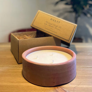 Coconut Scented 3 - Wick Terracotta Dalit Candle - Kati Kaia